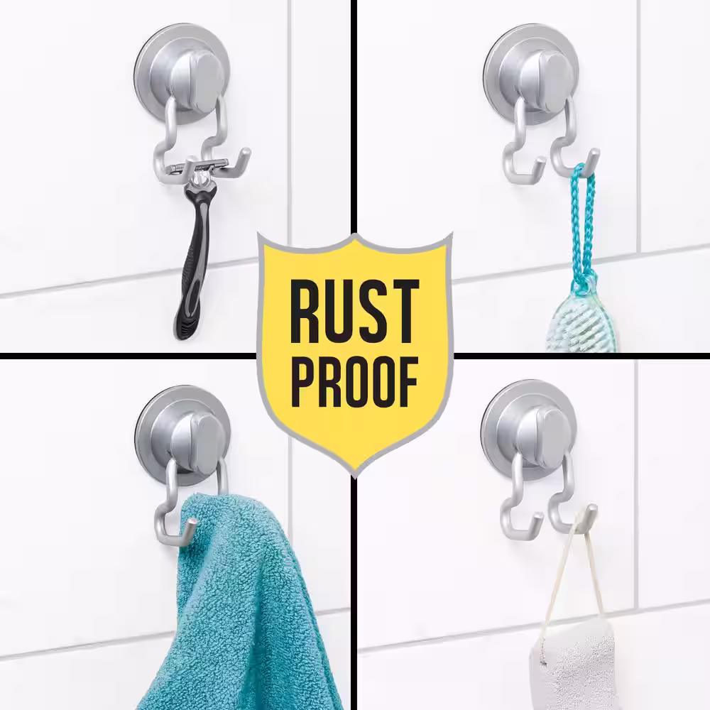 Zenna Home NeverRust Power Grip Pro Dual Mount Aluminum Hook in Satin Chrome