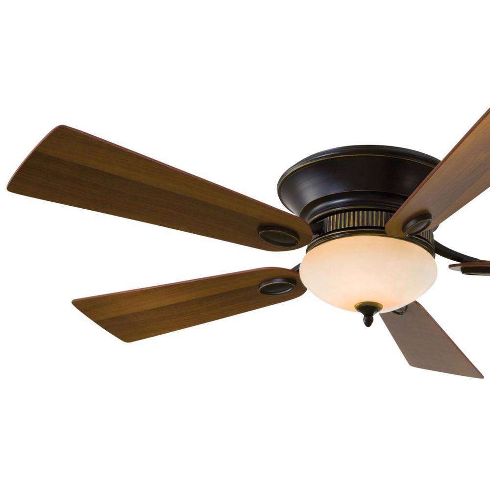 MINKA-AIRE Delano II 52 in. LED Indoor Dark Restoration Bronze Flush Mount Ceiling Fan with Light and Wall Control