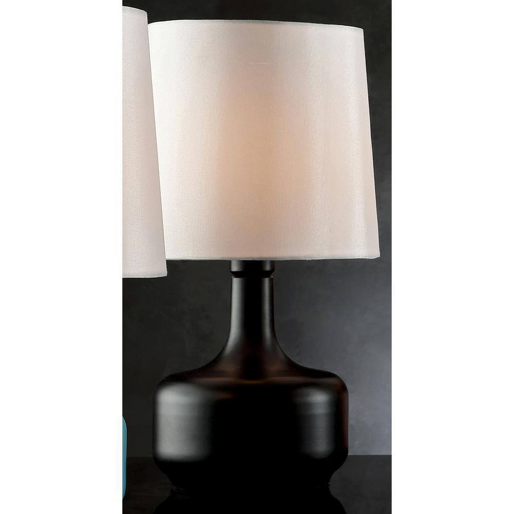 ORE International Cheru 17.25 in. Powder Black Mid-Century Modern Touch On Metal Table Lamp