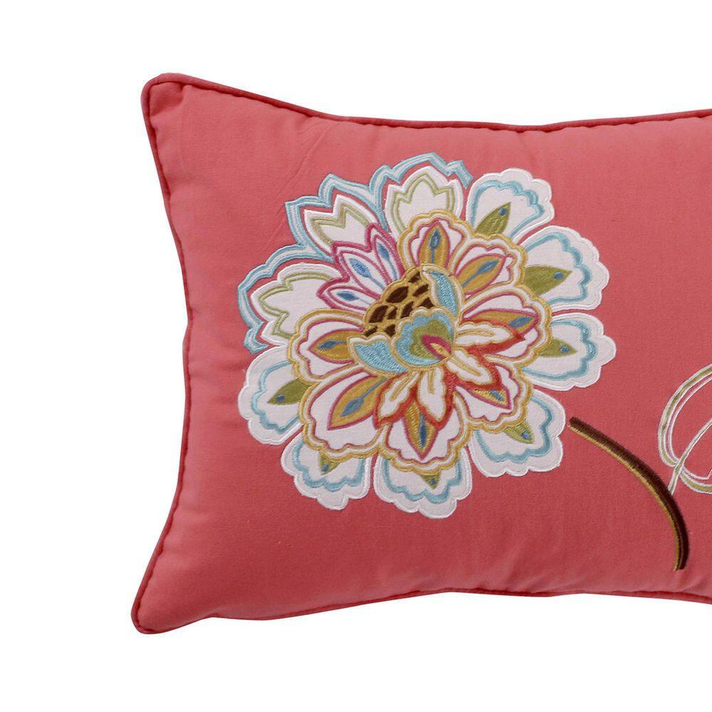 None Sophia Multicolor Flower Applique and Embroidery 14 in. 18 in. Throw Pillow