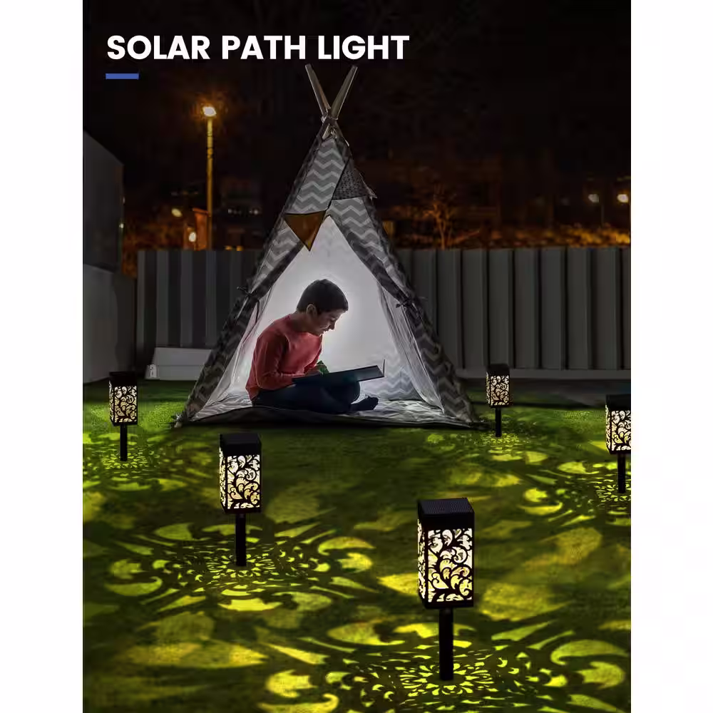YANSUN Solar Powered Operated Integrated LED Waterproof Path Light 3000K Warm Light for Graves (6-Pack)