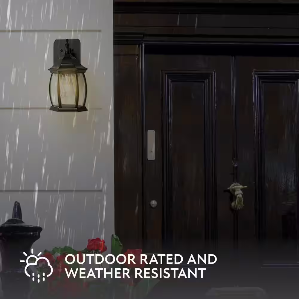 Addington Park Victoria 1-Light Outdoor Wall Sconce with 2 Built-In GFCI Outlets, Black