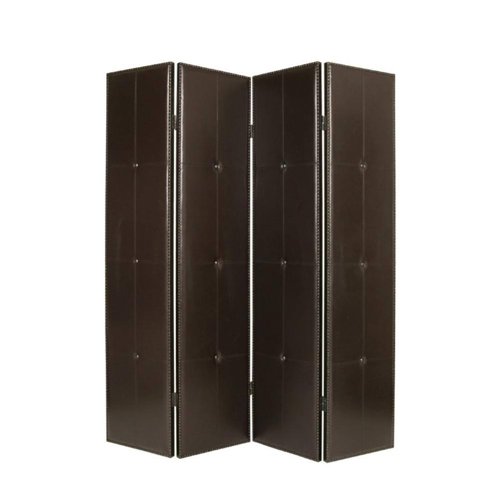 HomeRoots Mariana 7 ft. Brown 4-Panel Screen Divider