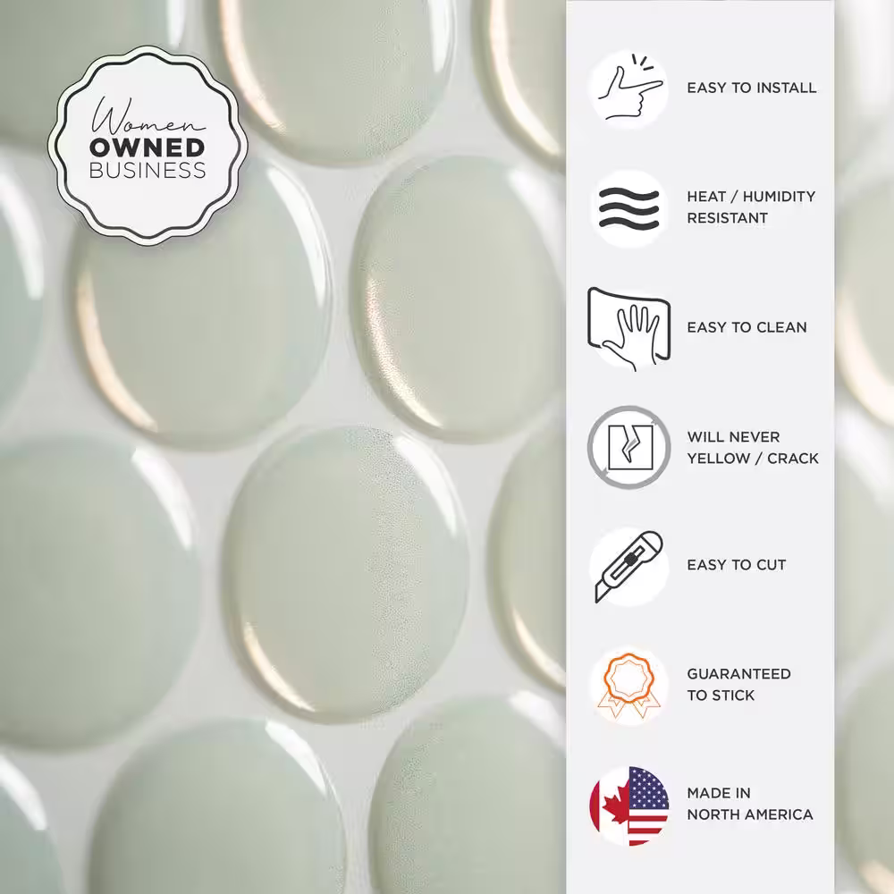 smart tiles Penny Sergio Green 8.97 in. x 8.95 in. Vinyl Peel and Stick Tile (2 sq. ft./4-Pack)