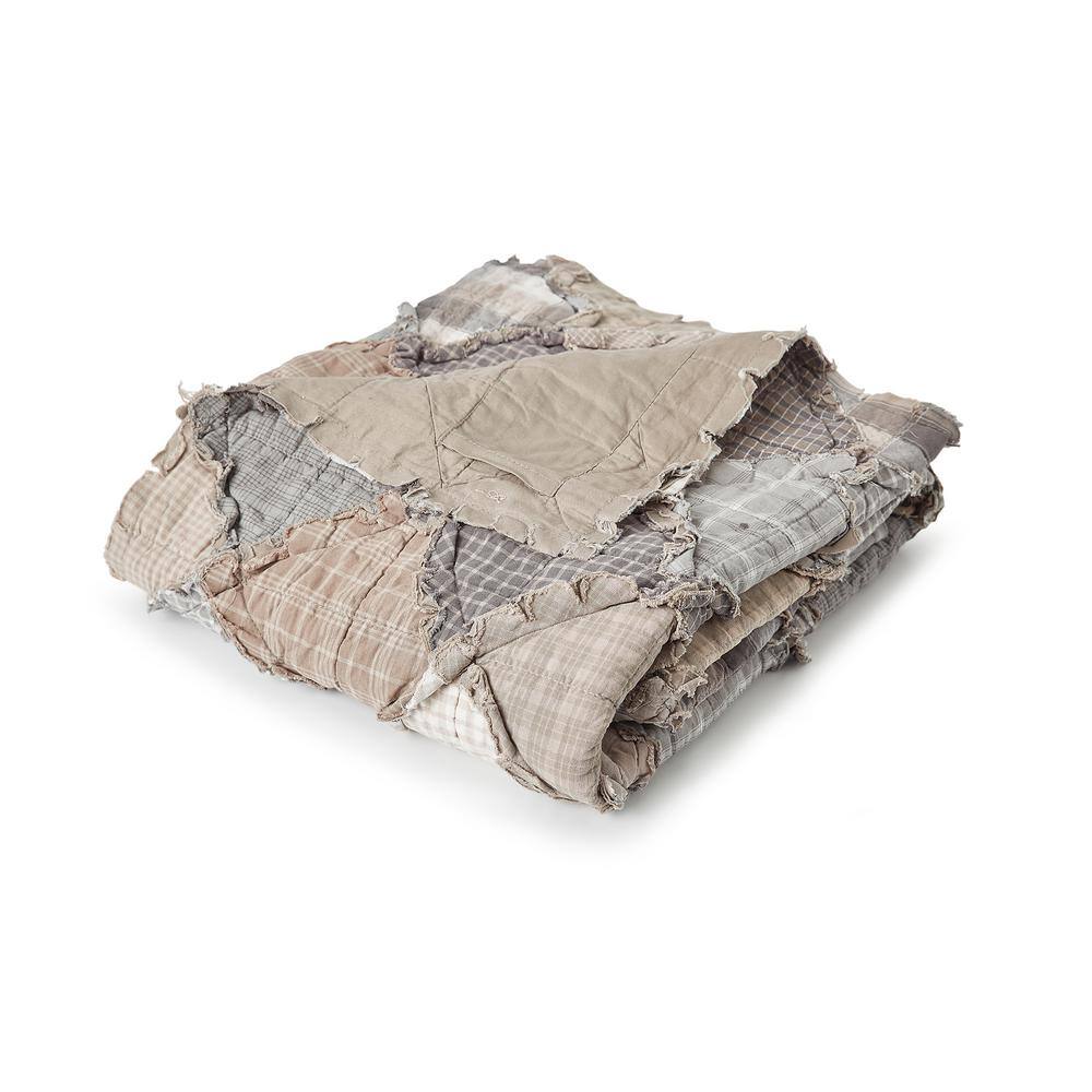 DONNA SHARP Smoky Mountain Taupe Cotton Throw