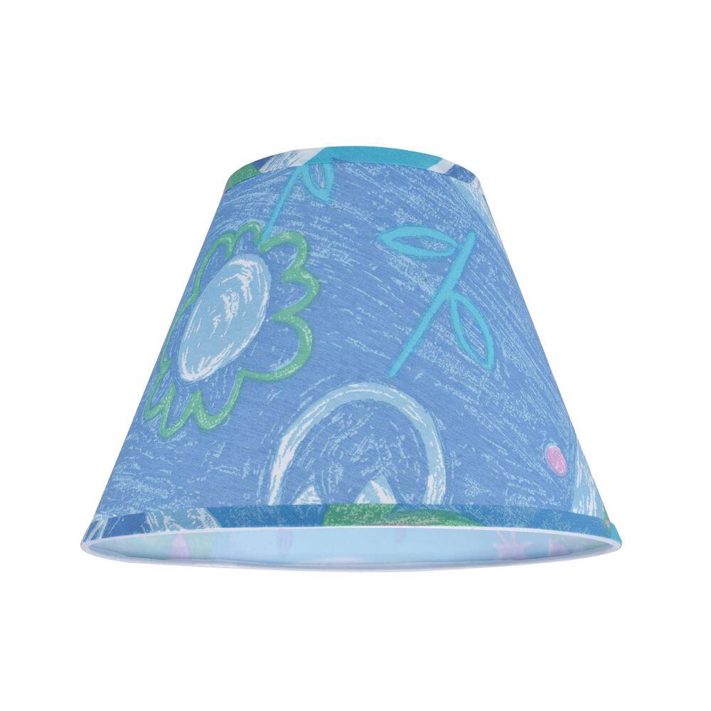 Aspen Creative Corporation 12 in. x 9 in. Blue and Flower Print Hardback Empire Lamp Shade