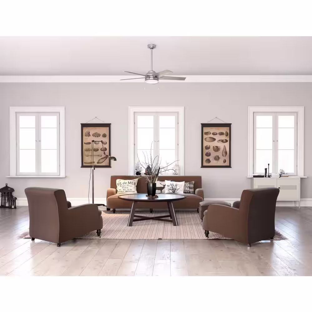 Hunter Bartlett 52 in. LED Indoor Brushed Nickel Ceiling Fan with Light Kit