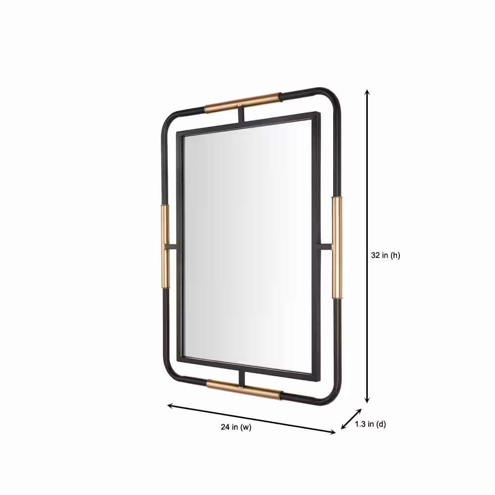 StyleWell Medium Rectangle Black & Gold Modern Accent Mirror (32 in. H x 24 in. W)