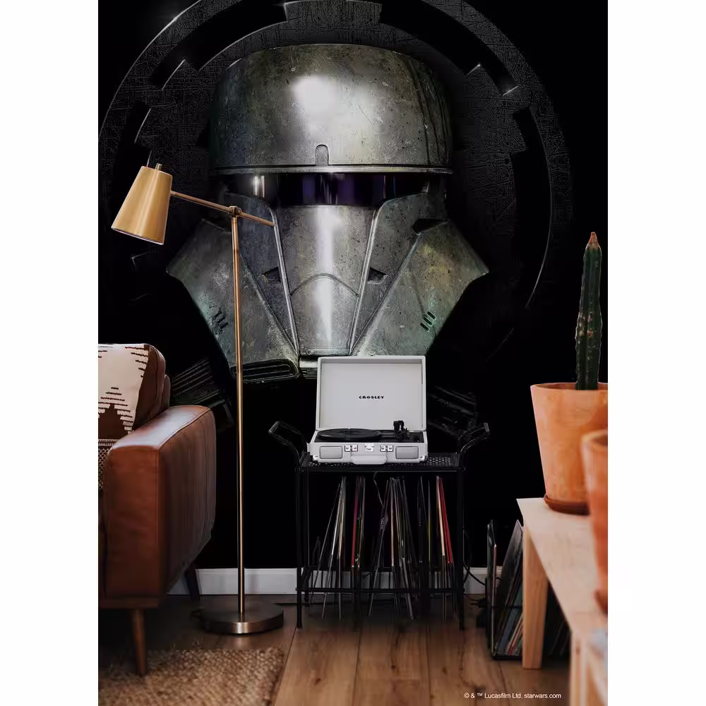 RoomMates Grey Star Wars Mandalorian Helmet Peel and Stick Wallpaper Wall Mural
