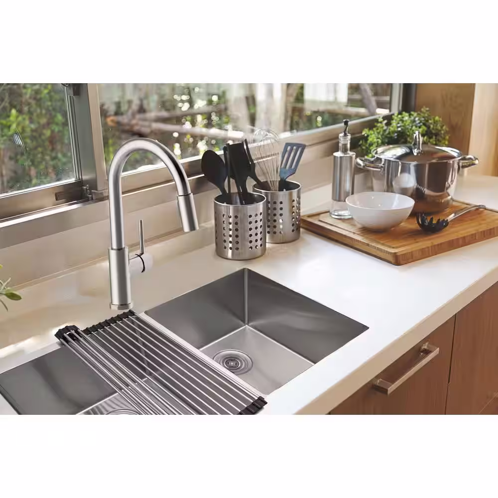 Design House Roll-Up Multipurpose Over the Sink Kitchen Sink Drying Rack, Stainless Steel