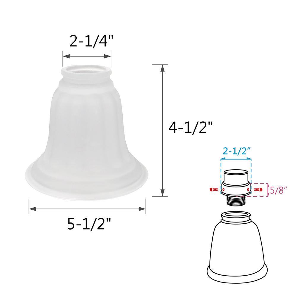 ASPEN Creative CORPORATION:Aspen Creative Corporation 4-1/2 in. Frosted Bell Shaped Ceiling Fan Replacement Glass Shade (4-Pack)