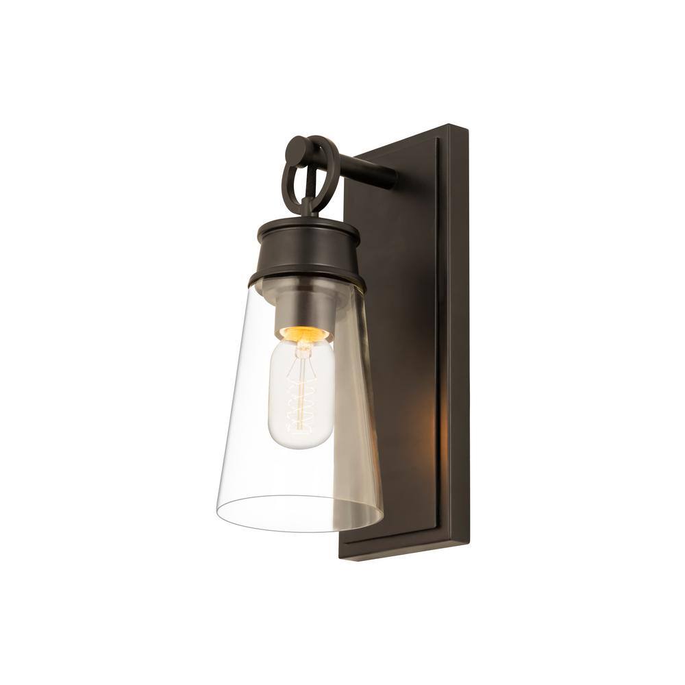 None Wentworth 4.5 in. 1-Light Matte Black Wall Sconce Light with Glass Shade