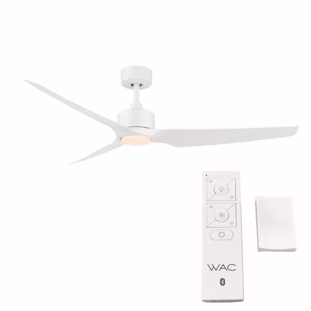 None Stella 60 in. Integrated LED Indoor and Outdoor 3-Blade Smart Ceiling Fan Matte White with Remote 3000k