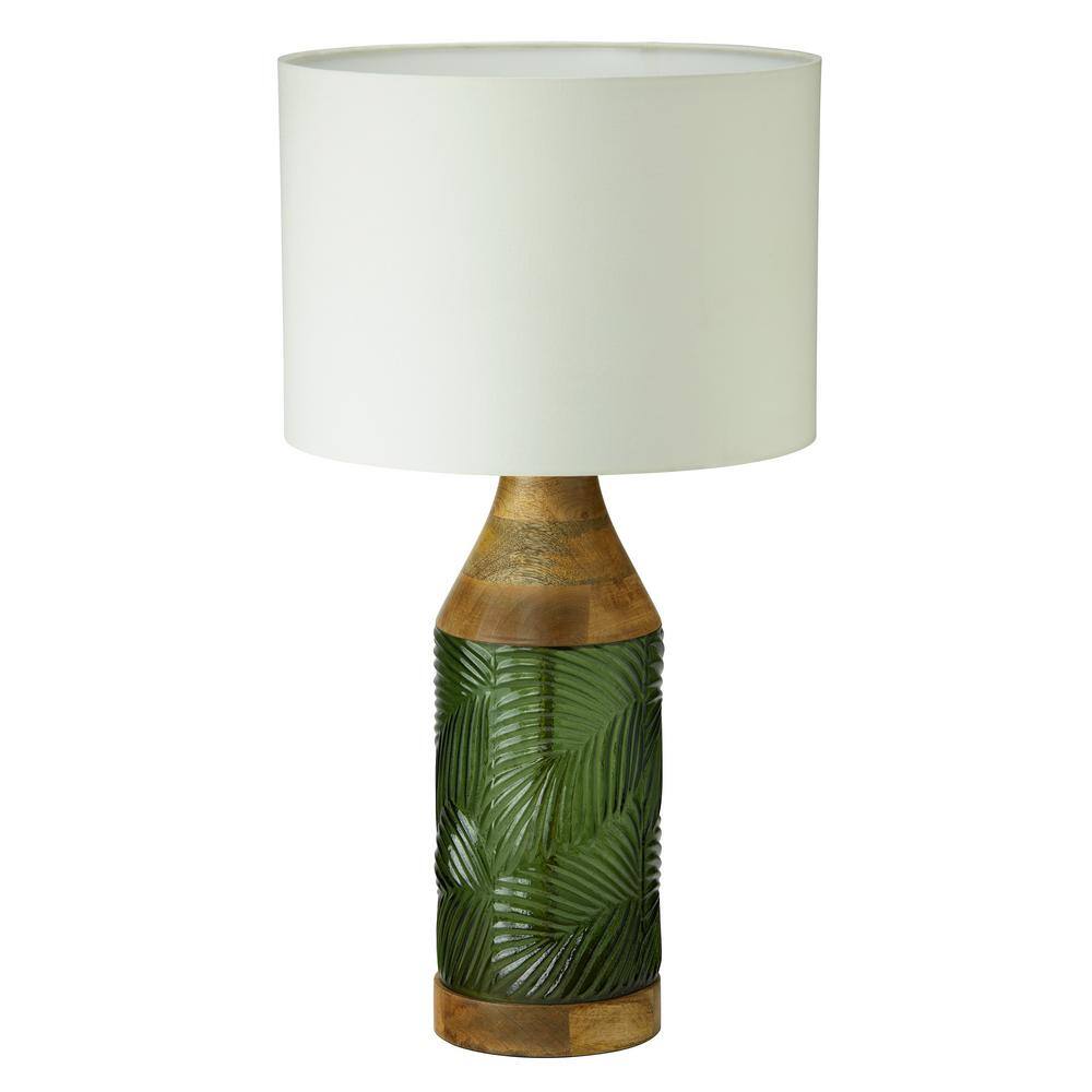 River of Goods Zooey 26 in. Green Glass and Brown Wood Table Lamp