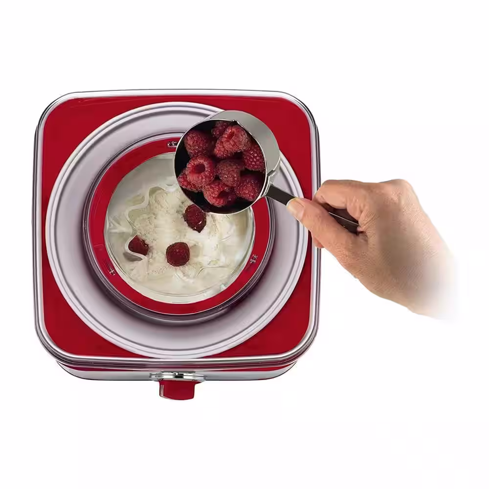 None 2 qt. Stainless Steel Ice Cream Maker Frozen Yogurt Maker with Double Insulation in Red (1-Pack)