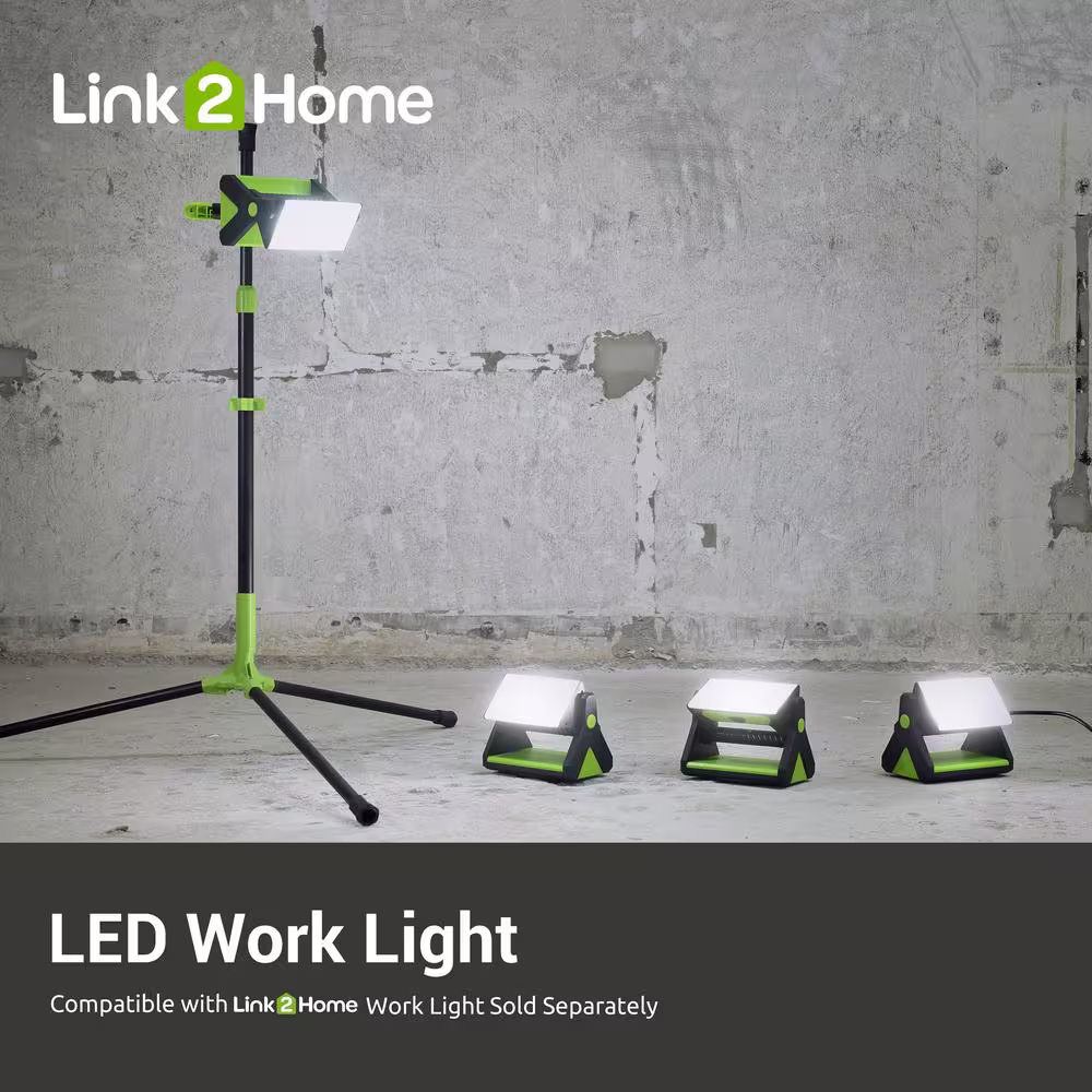 Link2Home Telescopic Portable Tripod for LED Work Light with 2 Clamps, 3 Leg Tripod or Floor to Ceiling Settings