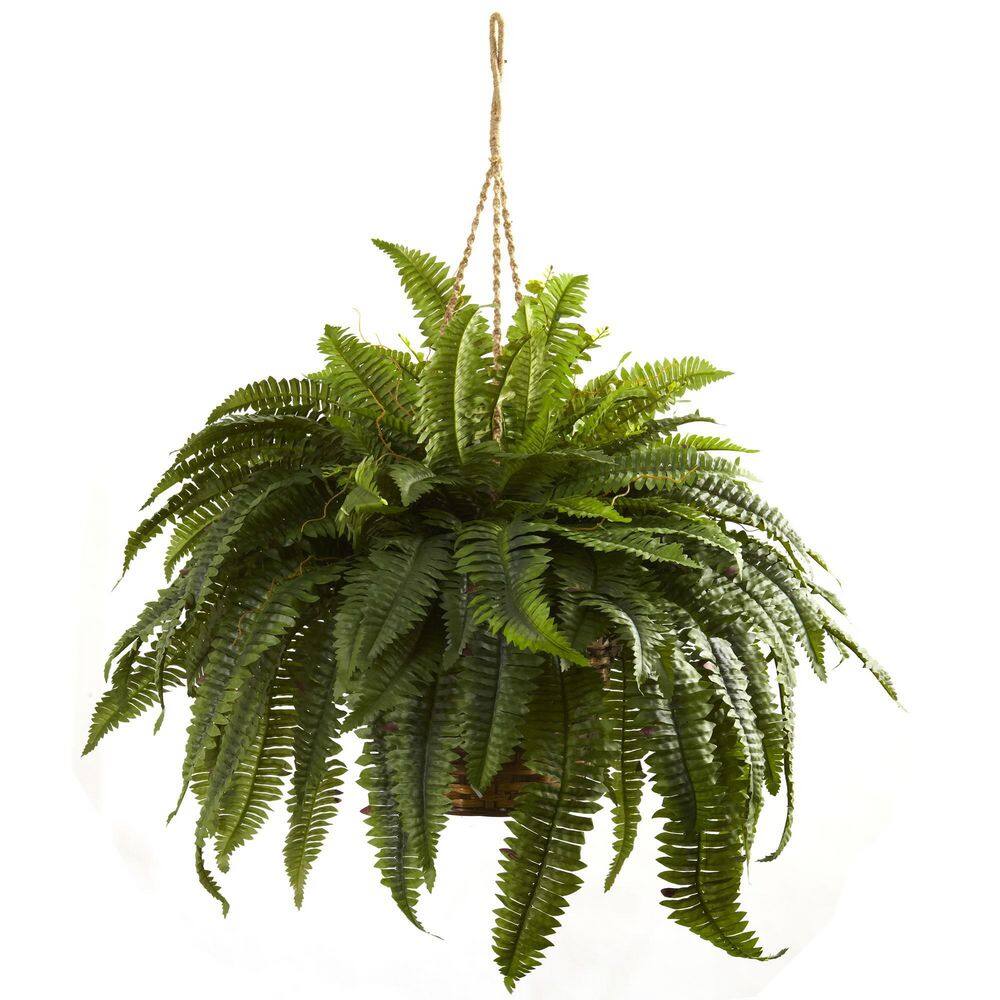 Nearly Natural Artificial Double Giant Boston Fern Hanging Basket