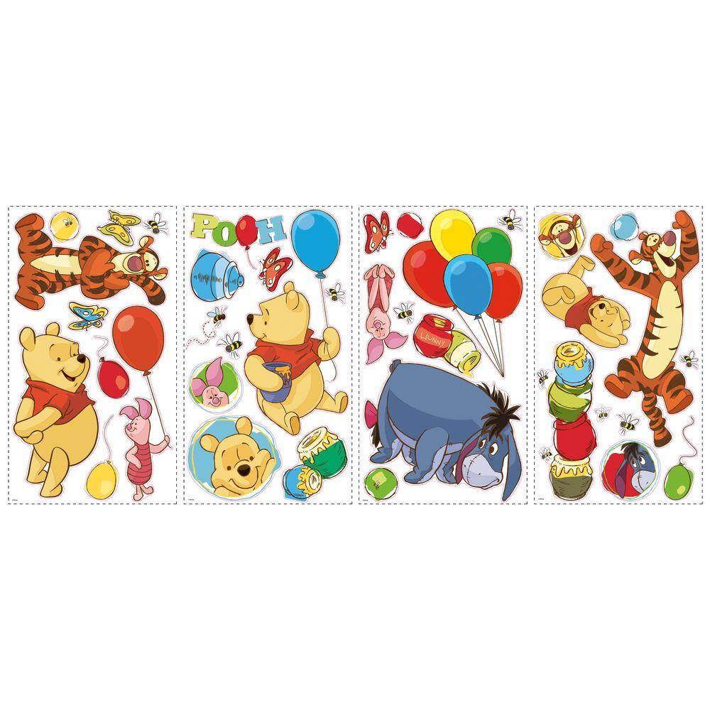 RoomMates 10 in. x 18 in. Winnie the Pooh - Pooh and Friends 38-Piece Peel and Stick Wall Decal - US/MEXICO/