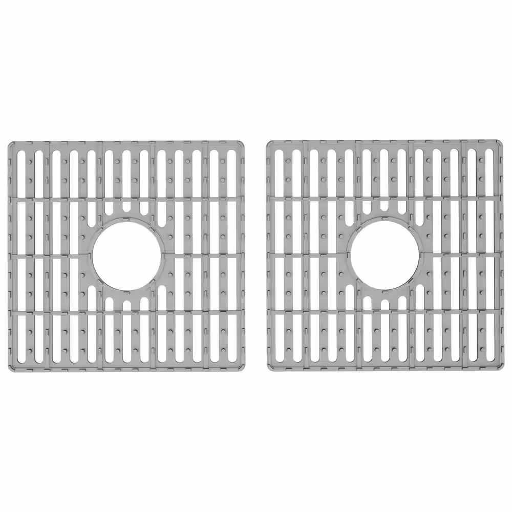 VIGO 15 in. x 15 in. Silicone Bottom Grid for 36 in. Double Bowl Kitchen Sink in Gray (2-Pack)