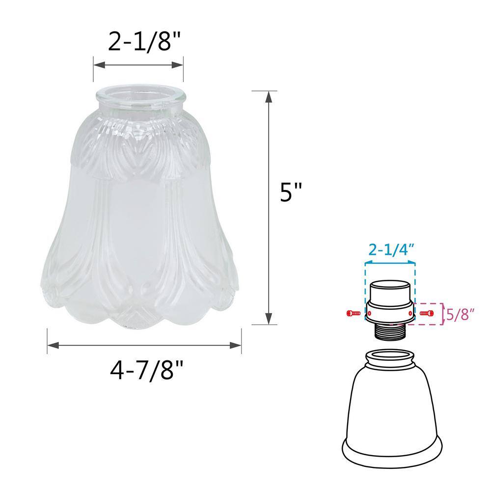 Aspen Creative Corporation 5 in. Clear and Frosted Ceiling Fan Replacement Glass Shade (4-Pack)