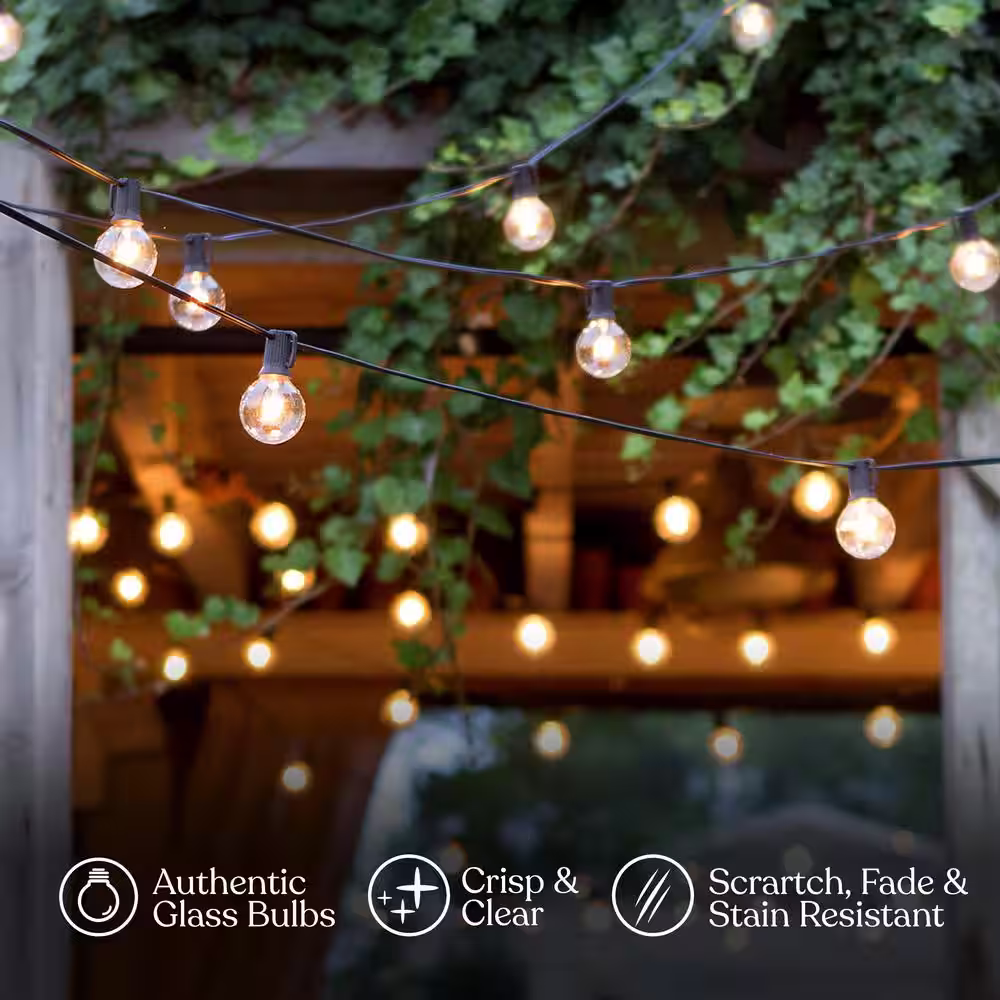 Brightech 12-Light 26 ft. Indoor/Outdoor Plug-in G40 Globe Bulb Ambience Pro LED String Light 2700k