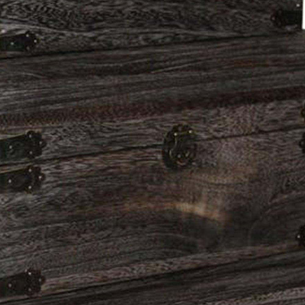 Benjara 12 cu. ft. Gray Wooden Lift Top Storage Box with Grain Details (Set of 3)