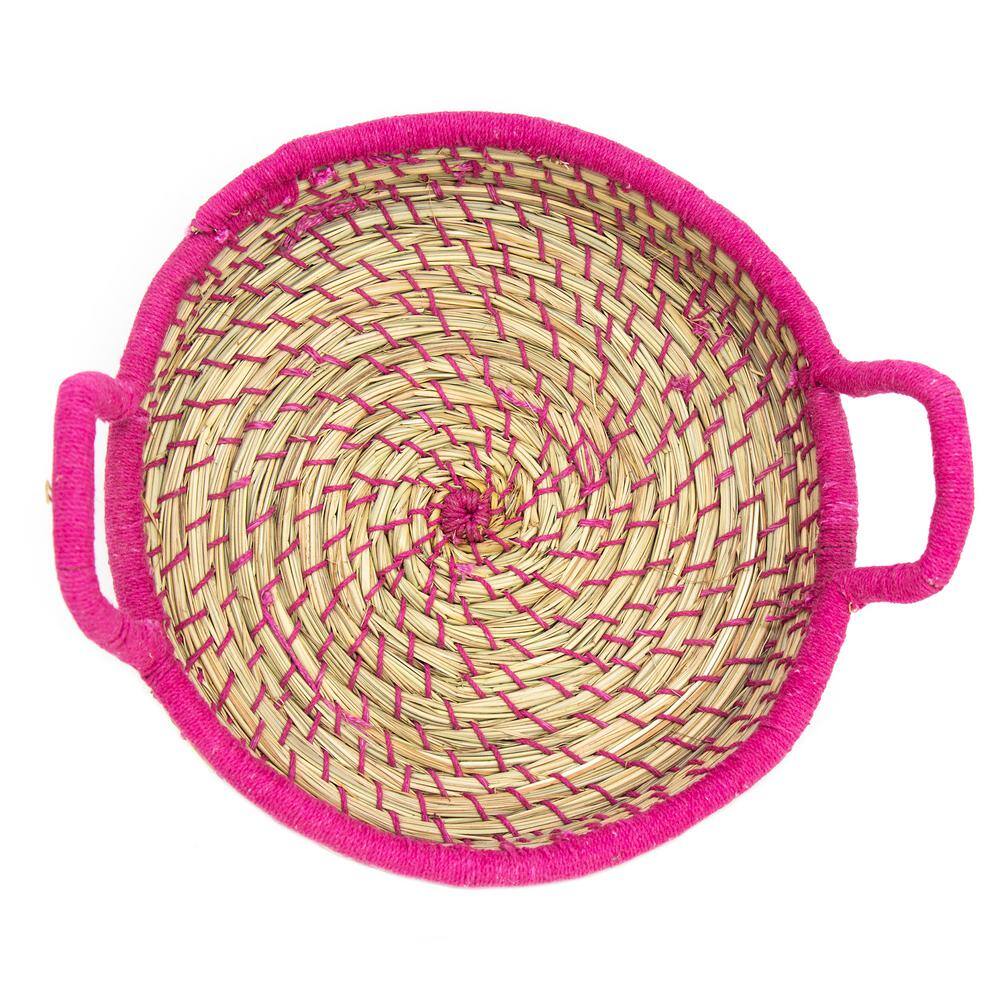 None Nested Baskets in Natural with Pink Accents (Set of 3)