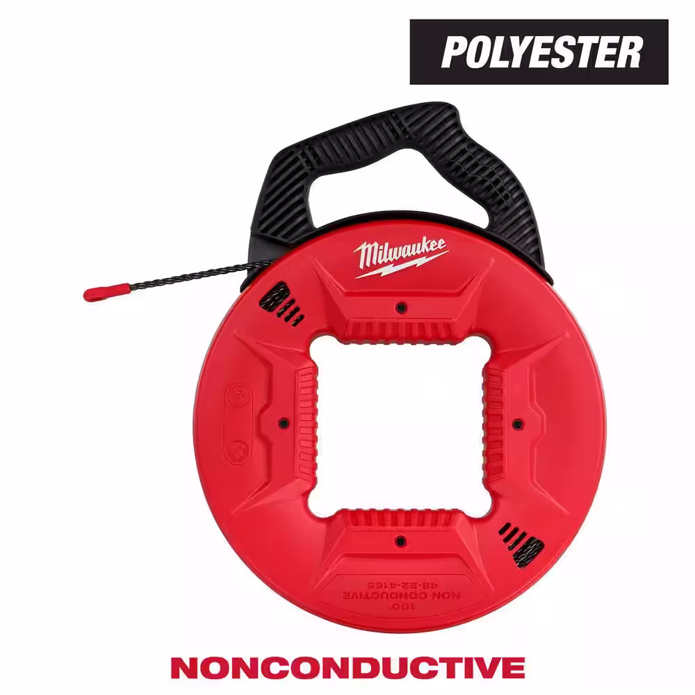 Milwaukee 100 ft. Polyester Fish Tape with Non-Conductive Tip with 1/8 in. x 120 ft. Steel Fish Tape