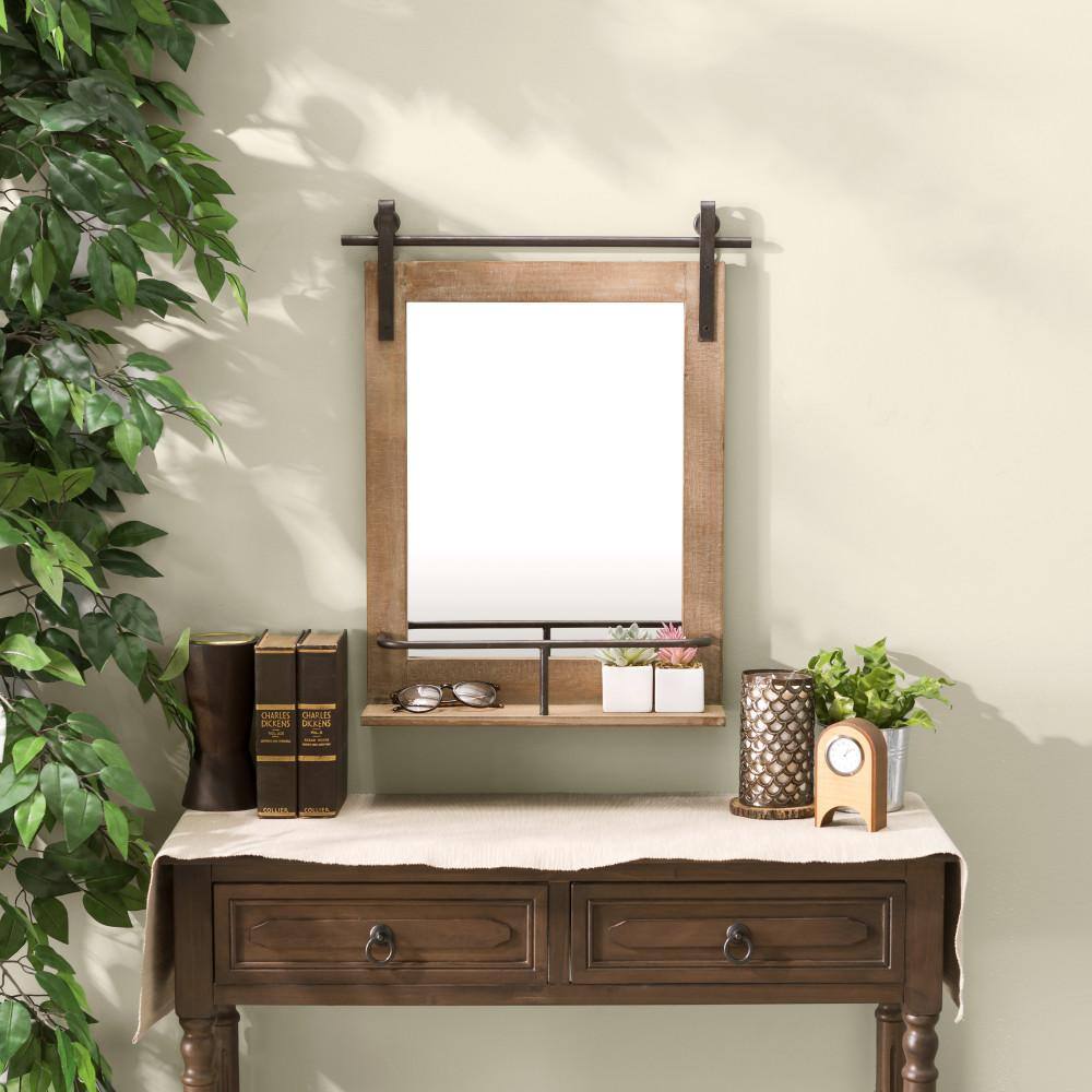 DANYA B Medium Rectangle Natural Contemporary Mirror (25 in. H x 19.75 in. W)