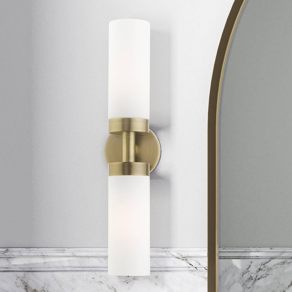 Livex Lighting Aero 2 Light Antique Brass ADA Vanity Sconce