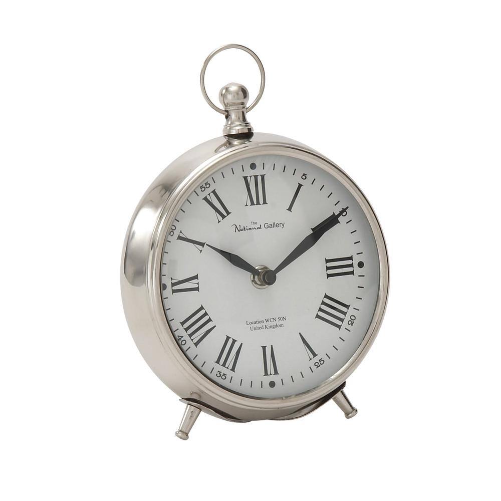 Litton Lane Silver Stainless Steel Analog Clock with Ring Top