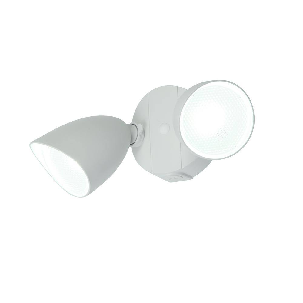 None White 2-Head Outdoor Integrated LED Flood Light