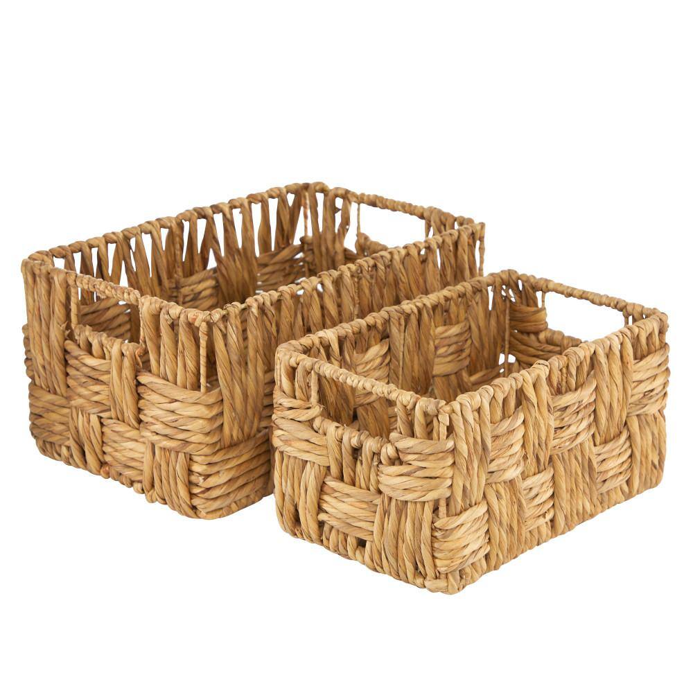Litton Lane Jute Handmade Storage Basket with Handles (Set of 2)