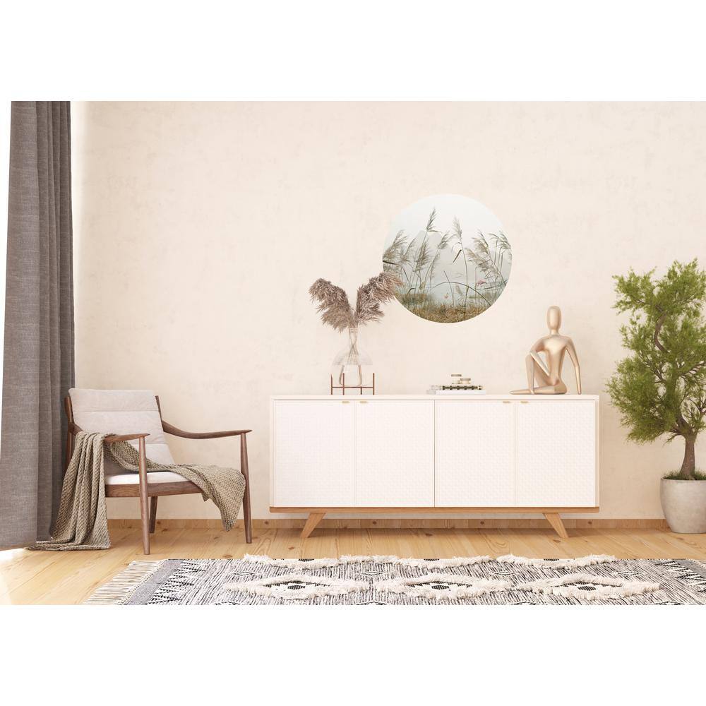 Dundee Deco Falkirk Airdrie Abstract River Reeds and Flamingo Peel and Stick Circular Wall Mural