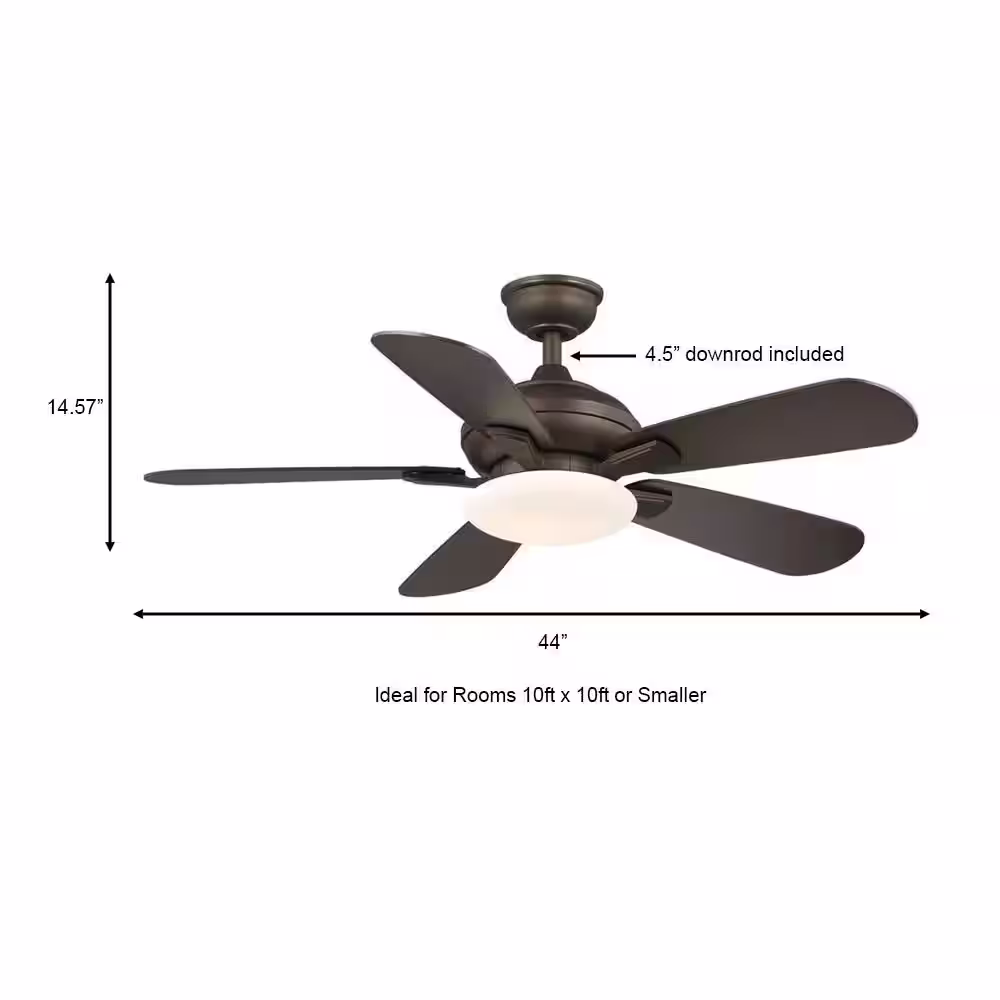 Home Decorators Collection Benson 44 in. Integrated LED Indoor Matte Black Ceiliing Fan with Light and Remote Control