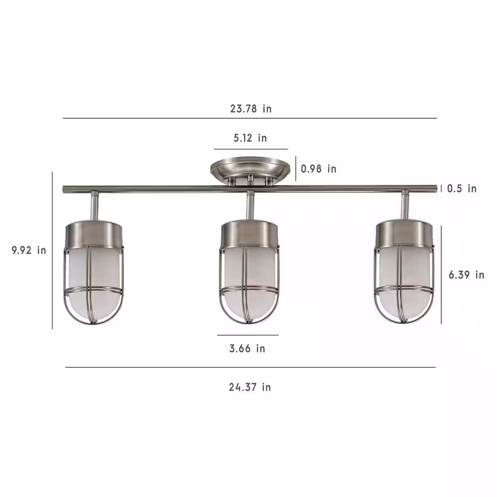 Addington Park Miles 2 ft. 3-Light Brushed Nickel and Chrome Detail Track Lighting Kit
