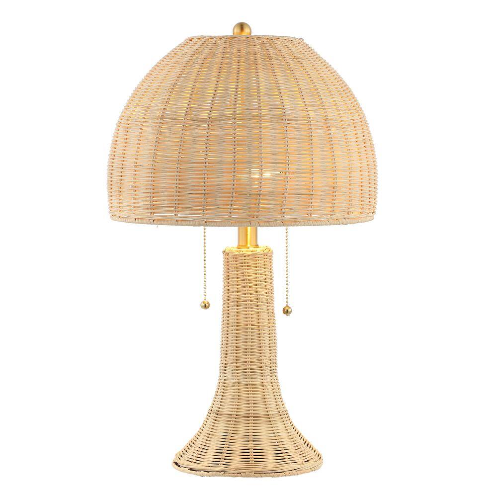 JONATHAN Y Joanie 22 in. Natural Bohemian Rustic Iron LED Table Lamp, Brass Gold