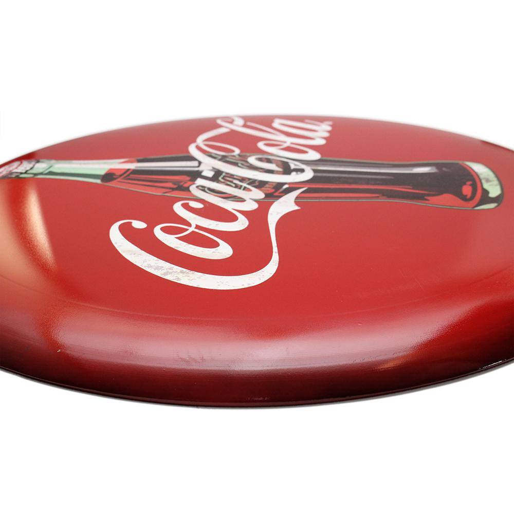 Coca-Cola 24 in. x 24 in. Coca-Cola Hollow Curved Tin Button Sign