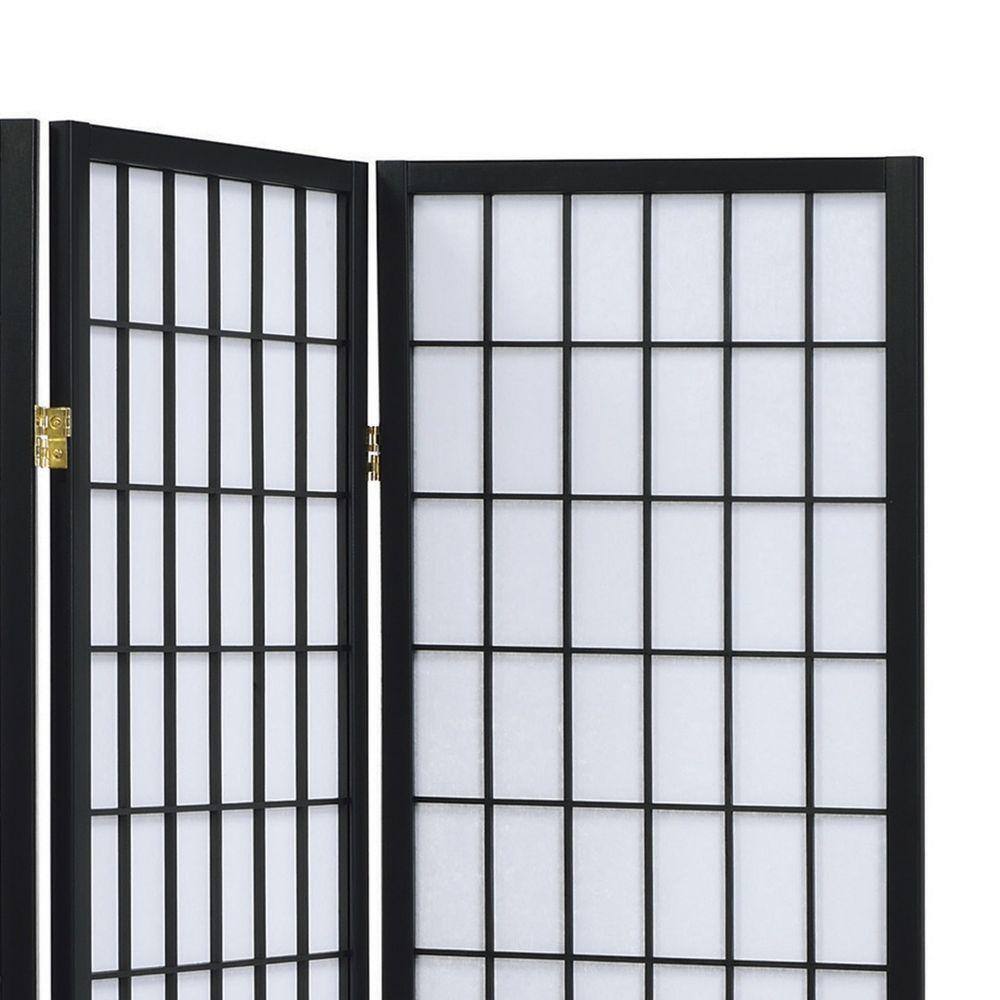 Benjara 5.8 ft. Black 3-Panel Room Divider