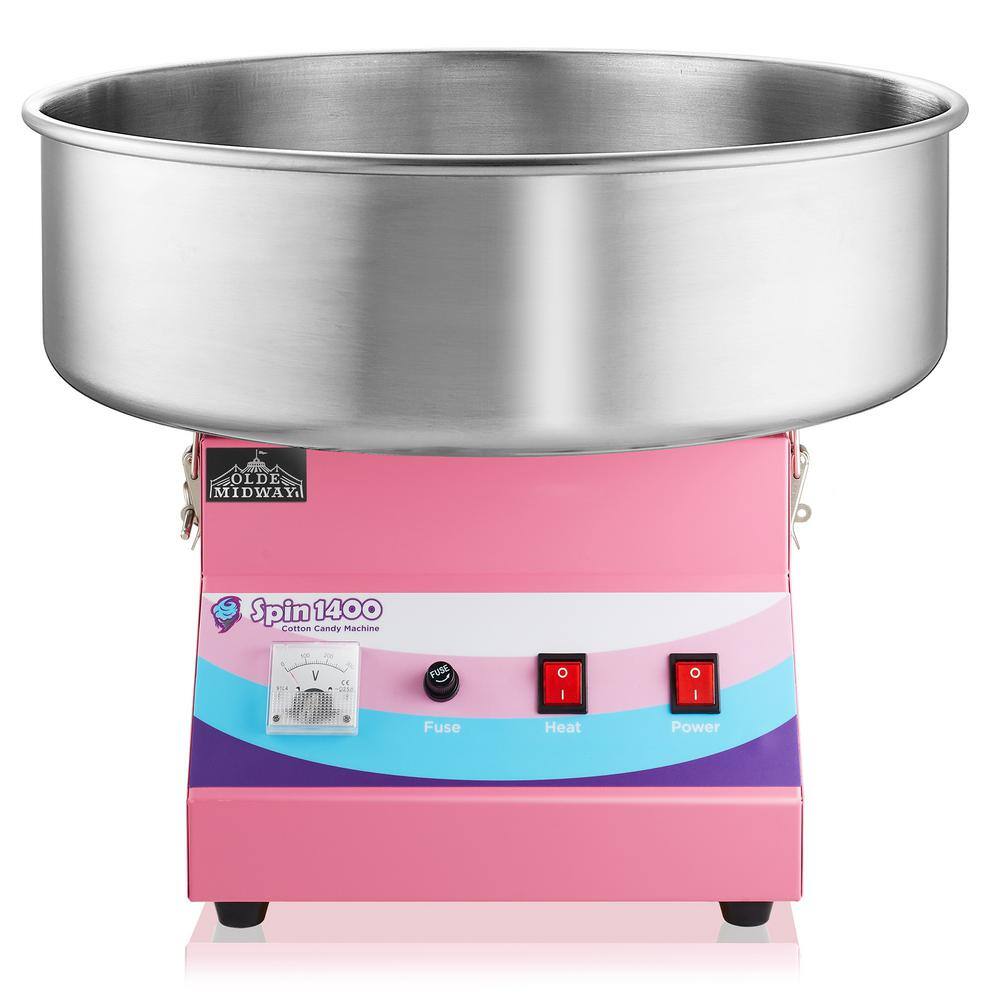 Olde Midway 1000 W Pink Tabletop Cotton Candy Machine