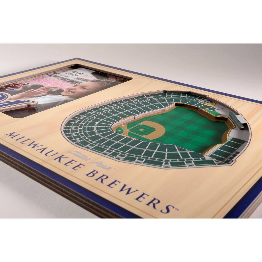 YouTheFan MLB Milwaukee Brewers Team Colored 3D StadiumView with 4 in. x 6 in. Picture Frame
