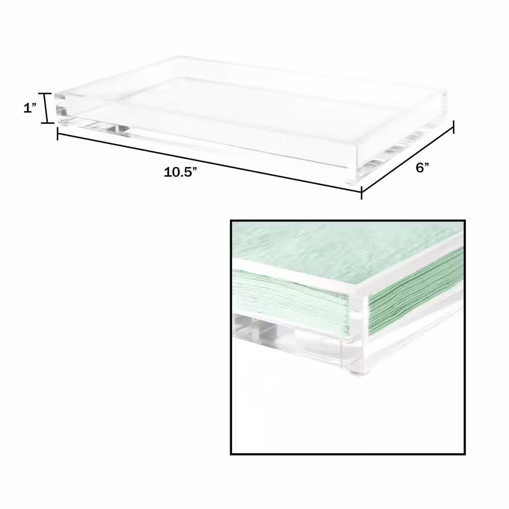 Lavish Home Minimalist Clear Acrylic Catch-All Decorative Tray