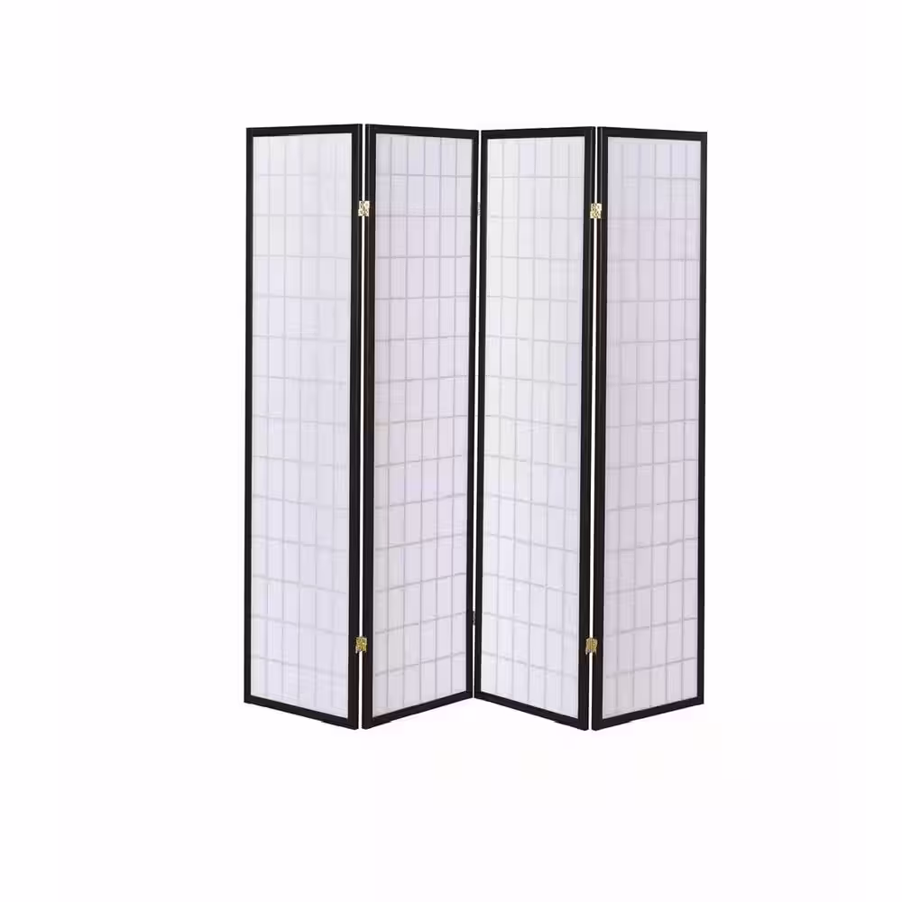Coaster Black 4-Panel White Folding Screen