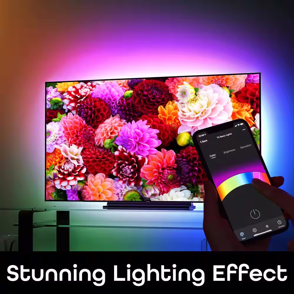 Geeni 9.8 ft Smart Wi-Fi Color and White LED Wireless Strip Light No Hub Required with Voice Control