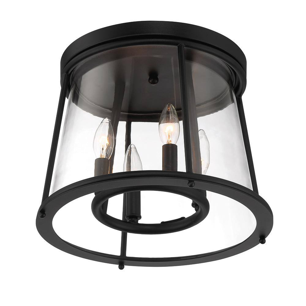Eurofase Daulle 4-Light Black Outdoor Flush Mount Light with Clear Glass (1-Pack)