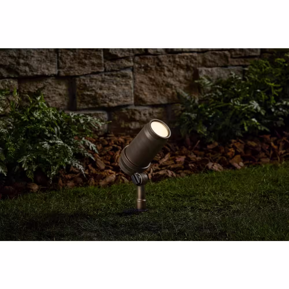 Hampton Bay 30-Watt Equivalent  400 Lumens Low Voltage Antique Brass Integrated LED Adjustable Beam Outdoor Spotlight