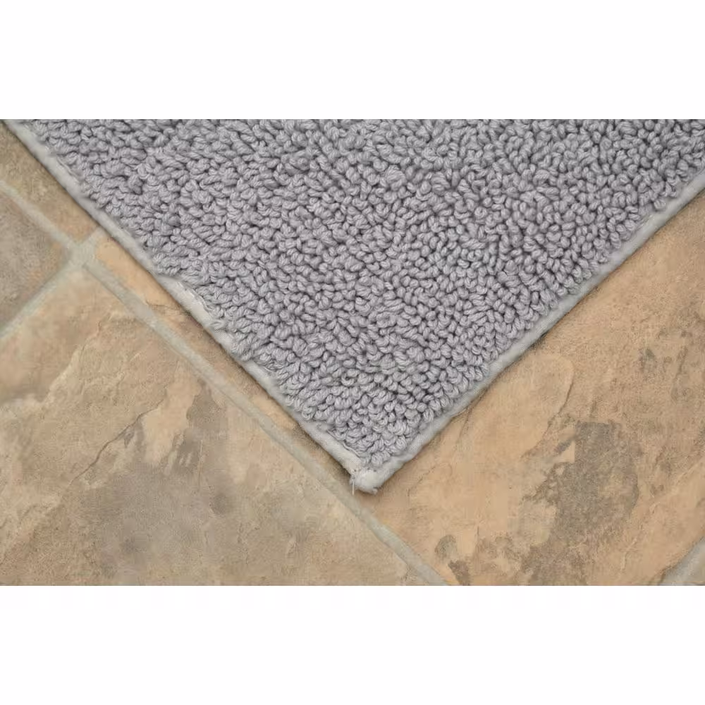 Garland Rug Queen Platinum Gray 21 in. x 34 in. Solid Cotton 2-Piece Bath Mat Set