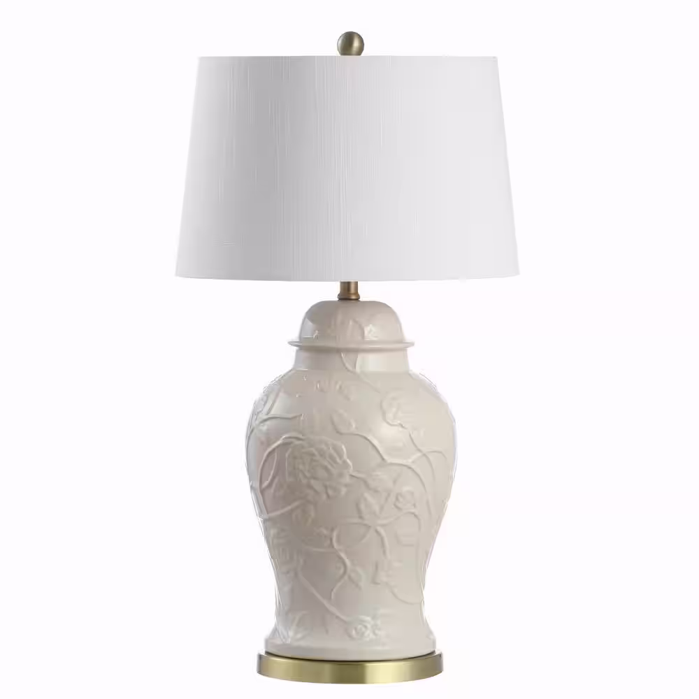 JONATHAN Y Naiyou 29.5 in. Ceramic Cream Classic Traditional LED Lamp Table Lamp