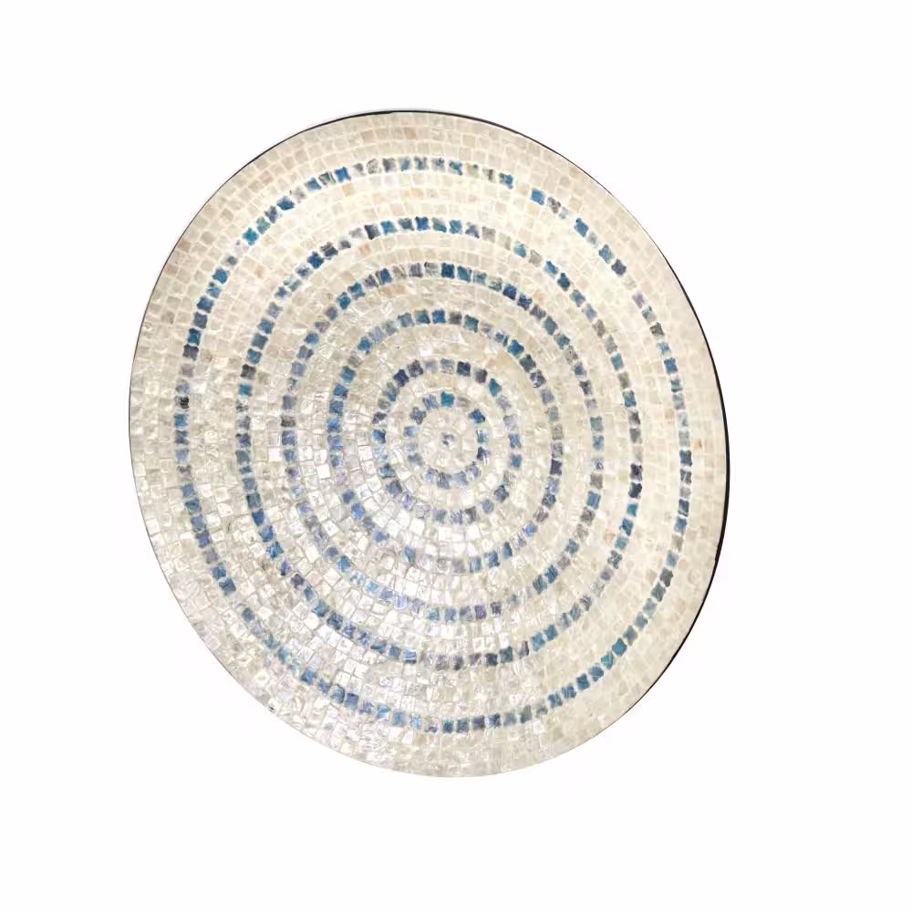 Litton Lane Mother of Pearl Beige Handmade Mosaic Plate Wall Decor