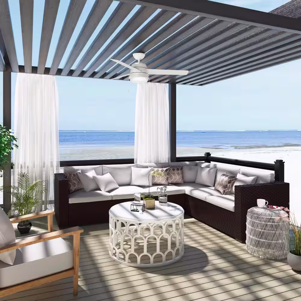 Hunter Aker 52 in. LED Indoor/Outdoor Fresh White Ceiling Fan with Light Kit